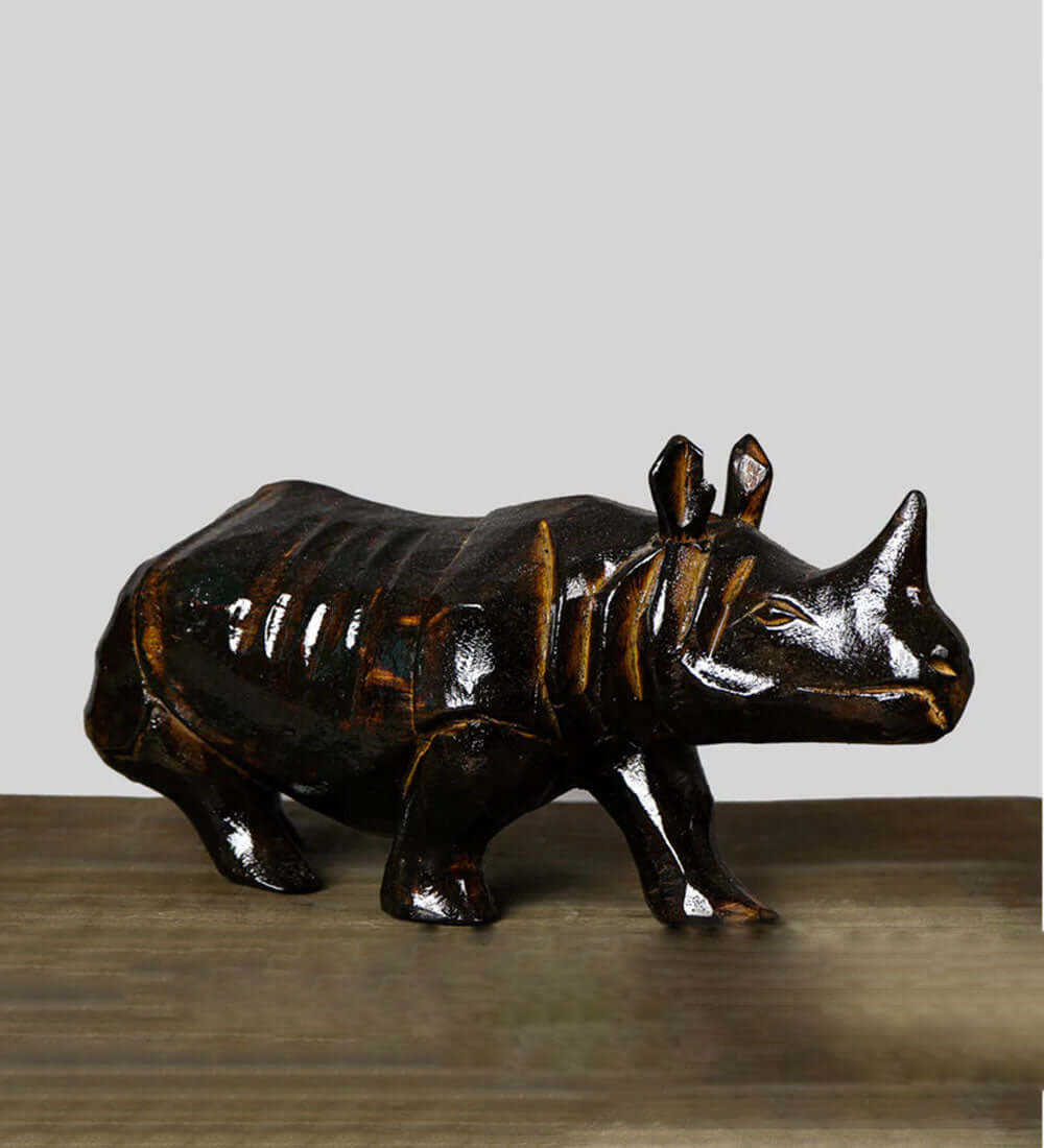 rhinoceros wood carving  