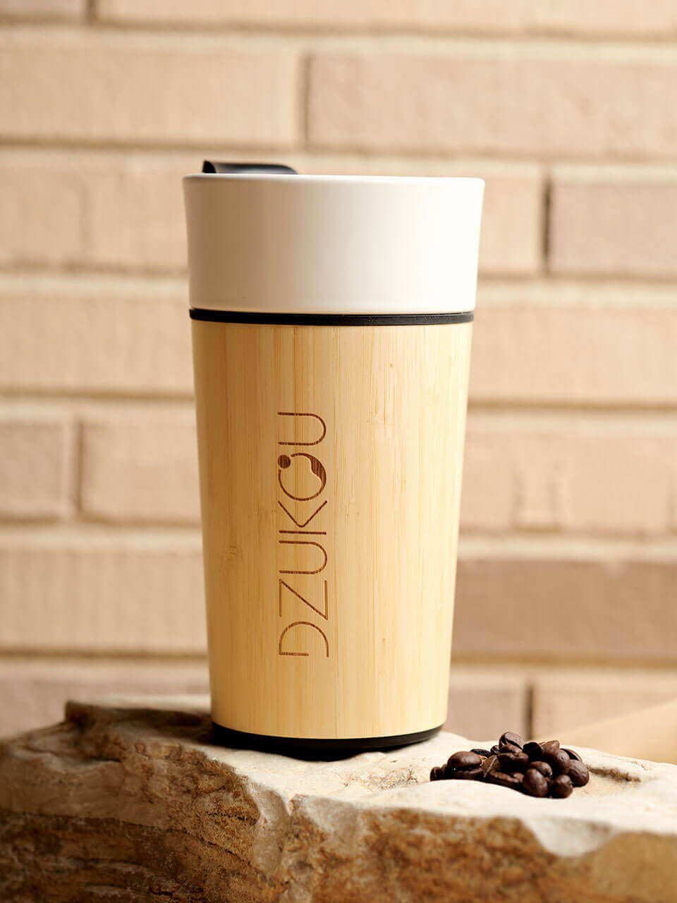Bamboo Coffee Tumbler with white lid