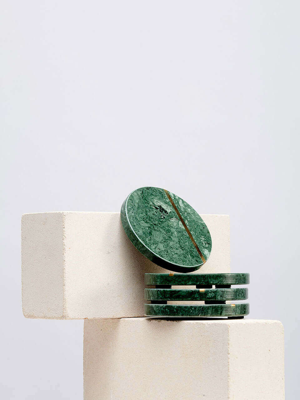 Stonehenge - Dessous de verre en marbre vert (ensemble de 6)