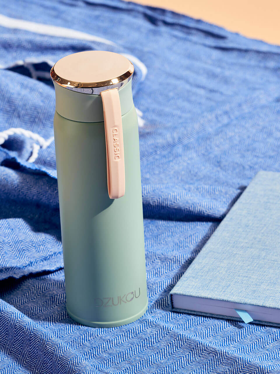 Blue Bottle with a bamboo lid